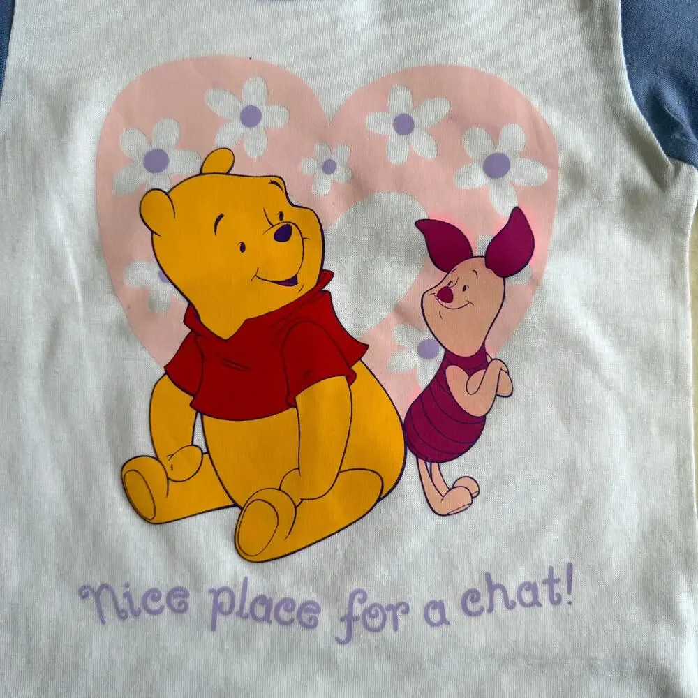 Vintage 90s Disney Pooh Shorts Set Unisex Size 3T Piglet Nice Place For A Chat
